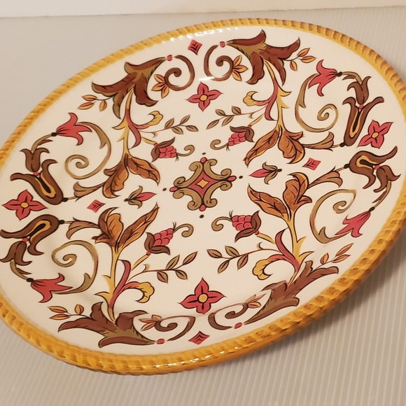 Pier 1 Imports ORALIA Dinner plate 11 5/8" Earthenware Floral Rope Edge Yellow - Picture 6 of 6